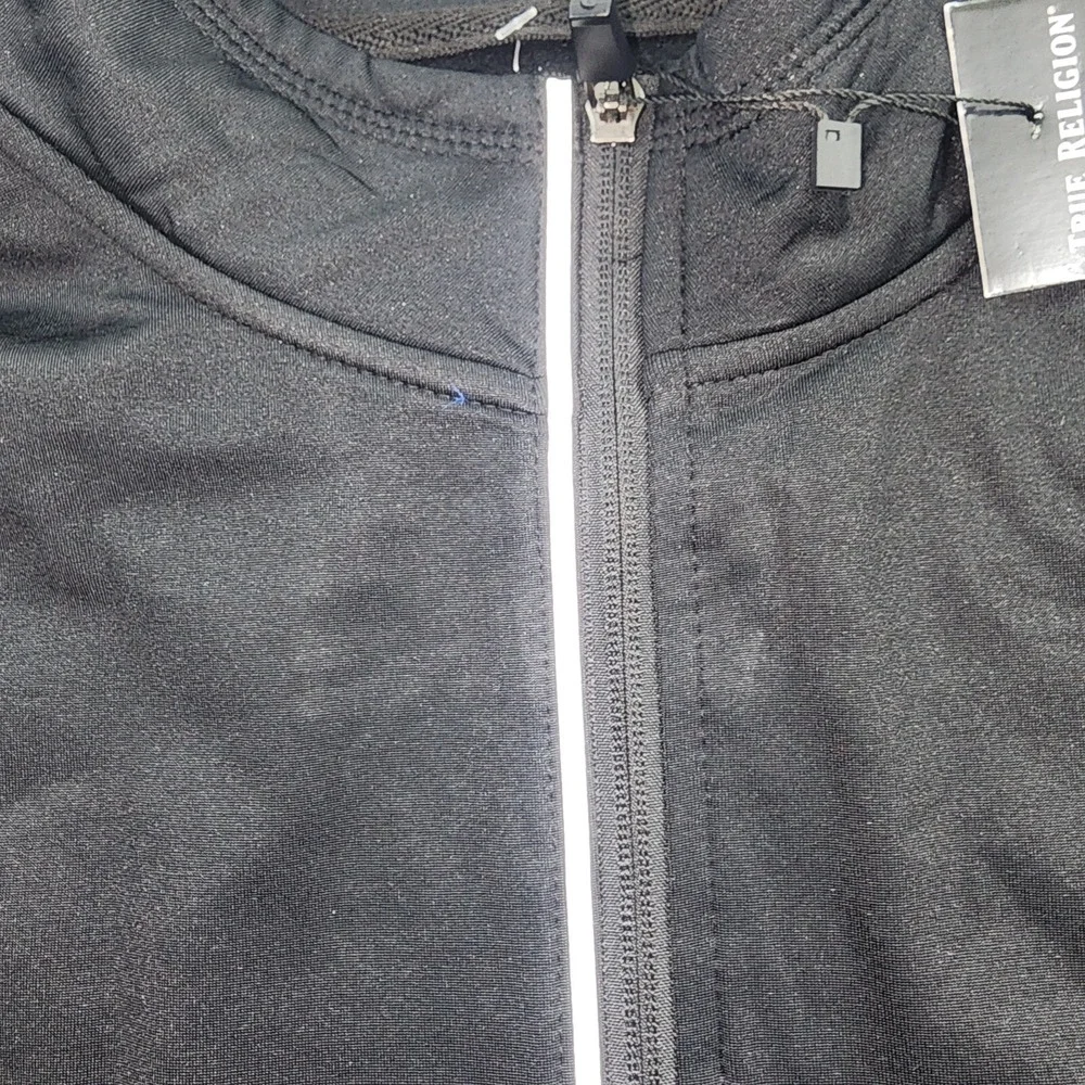True Religion Mens Vest Sweatshirt Full Zip Black Stretch Performance Size M